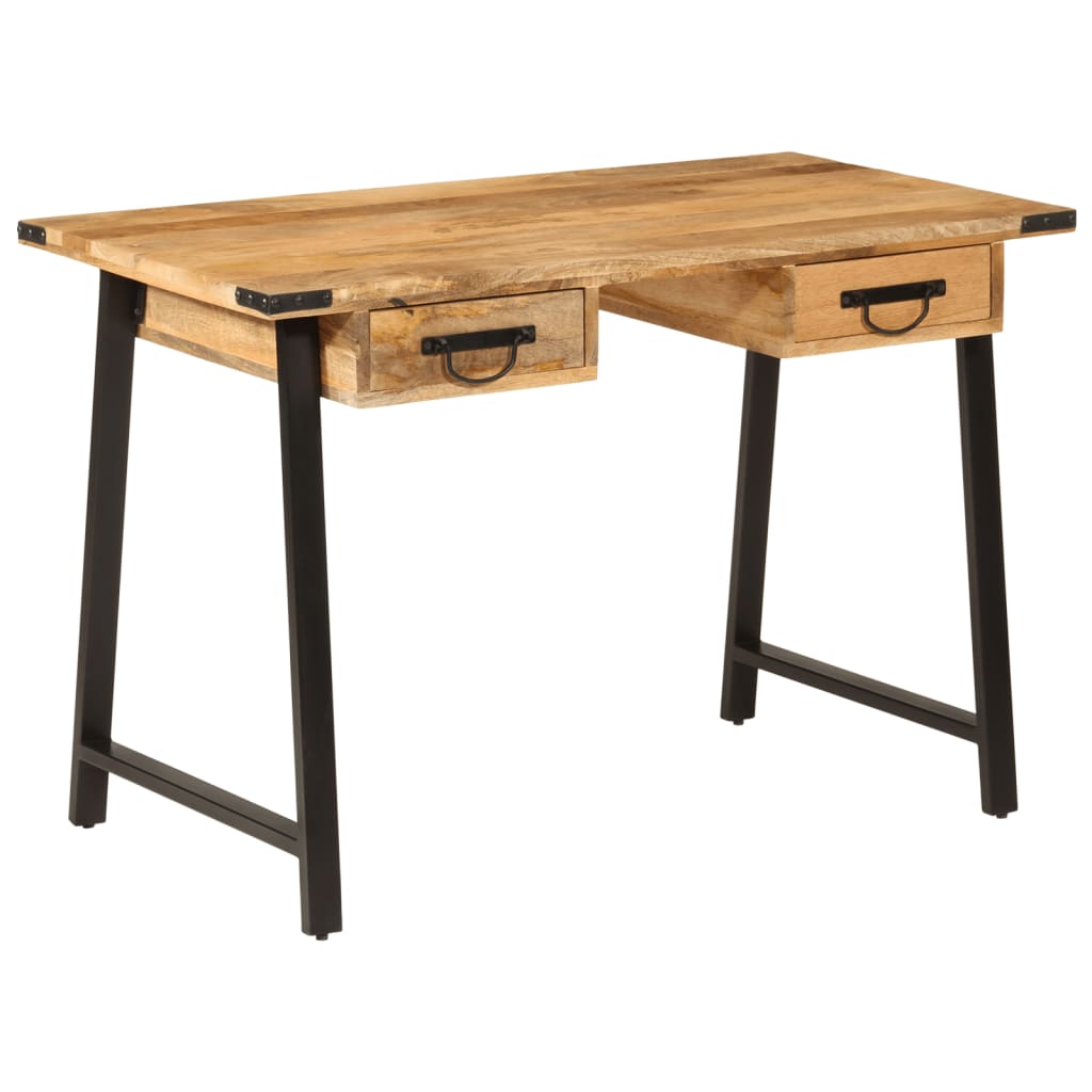 Desk with drawers 105x55x70 cm solid mango wood iron