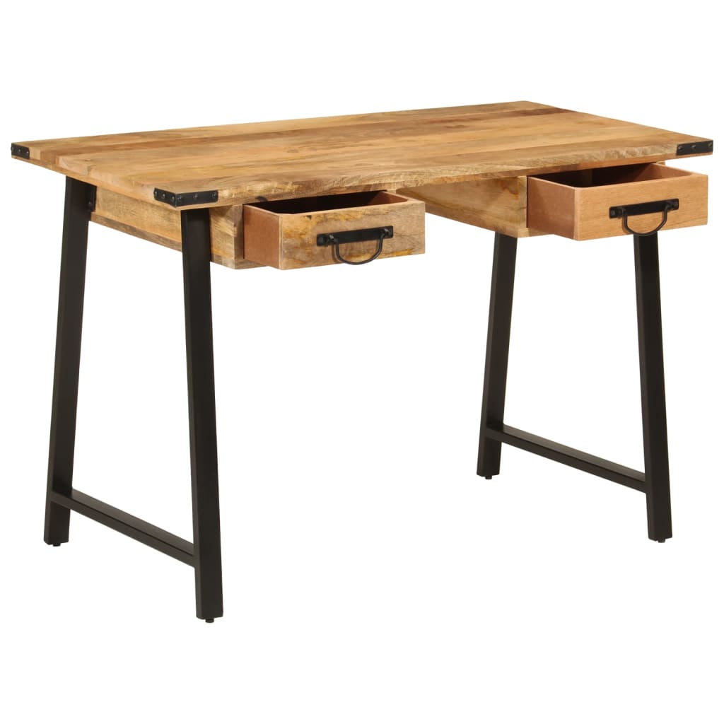 Desk with drawers 105x55x70 cm solid mango wood iron