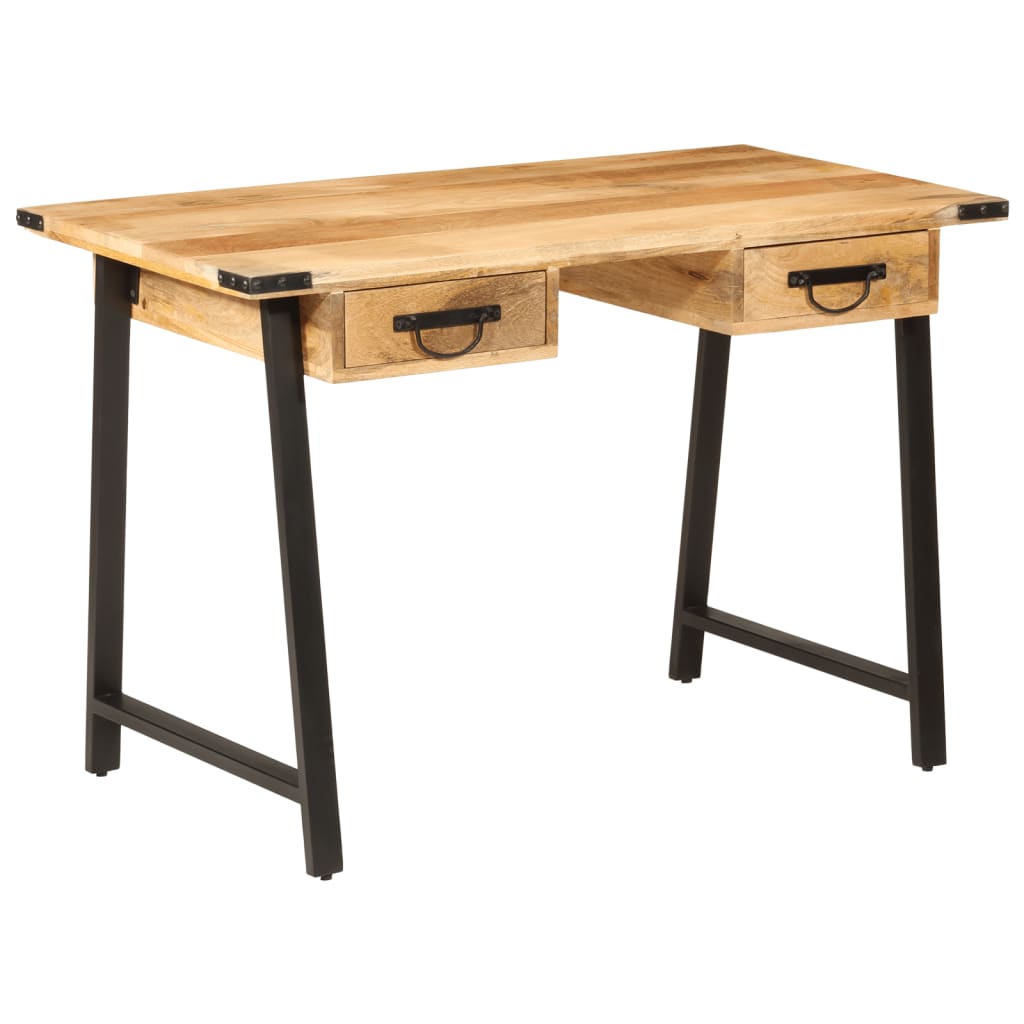 Desk with drawers 105x55x70 cm solid mango wood iron
