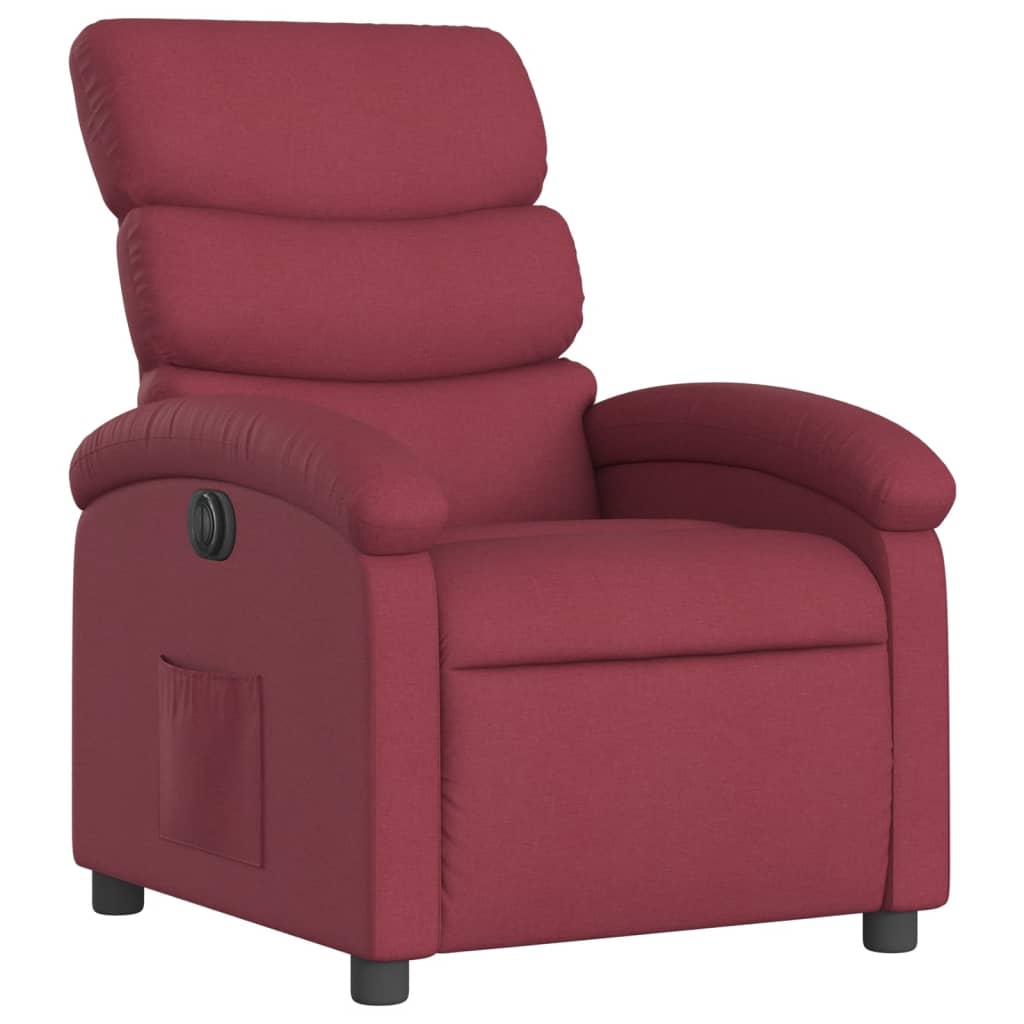Electric recliner chair wine red fabric