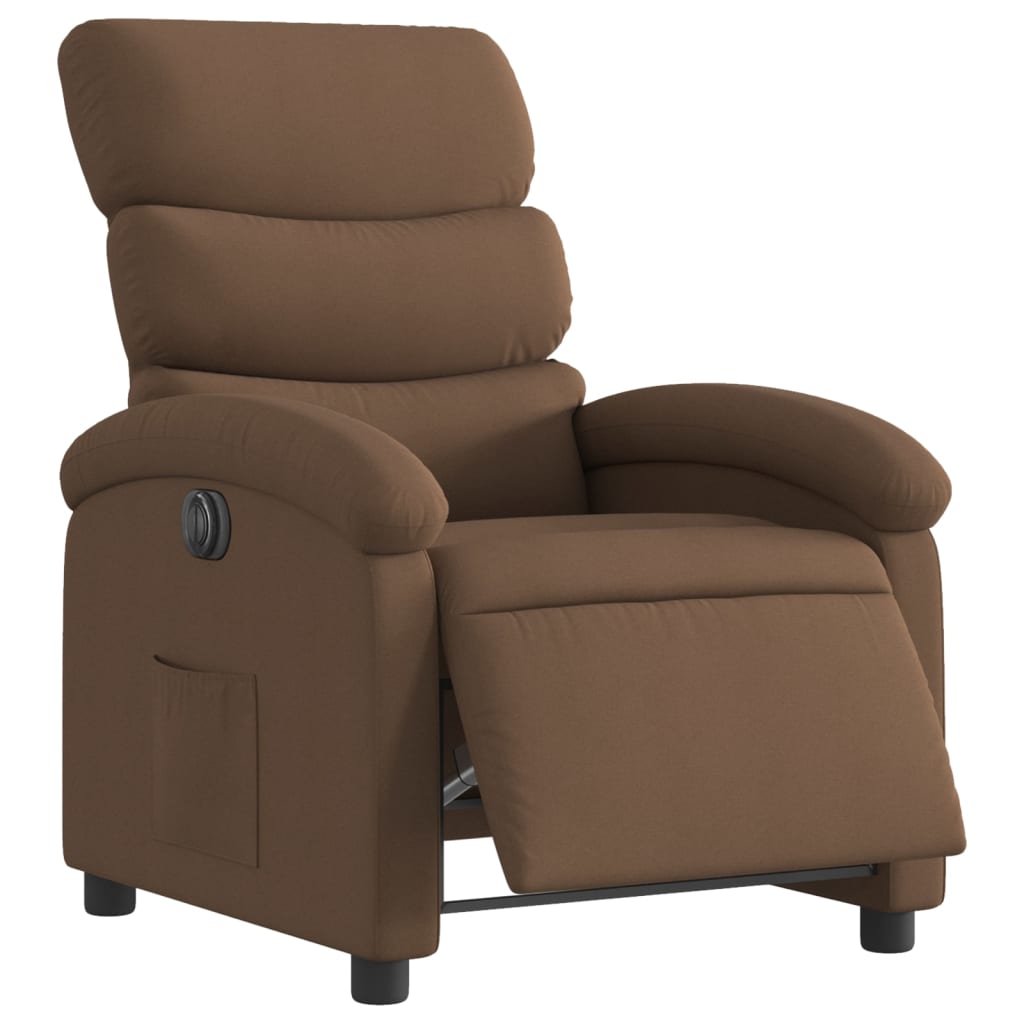 Electric recliner chair brown fabric