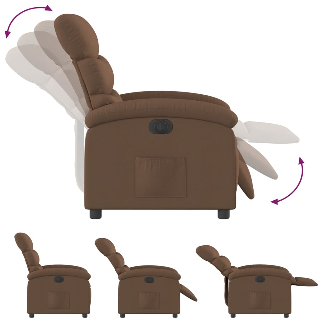 Electric recliner chair brown fabric