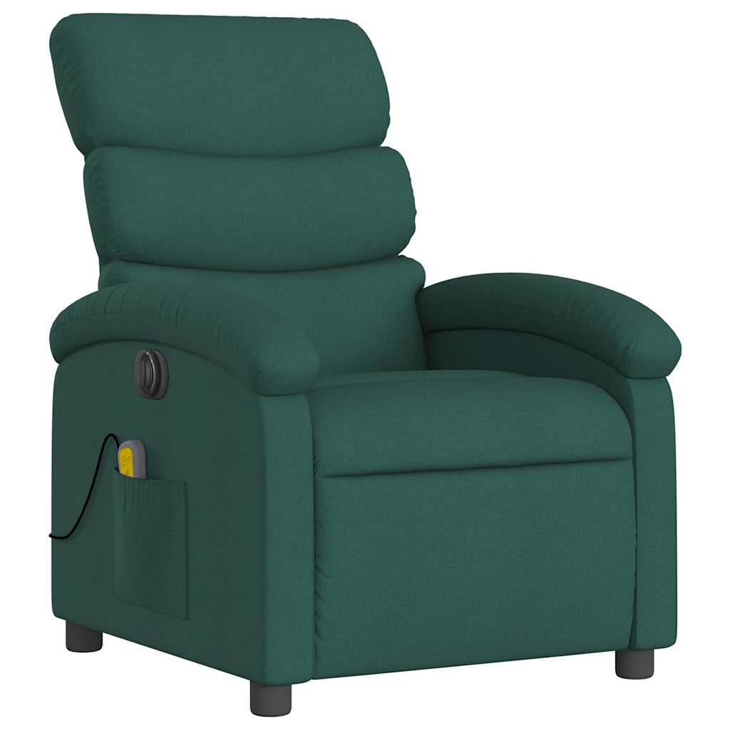 Fauteuil de massage électrique en tissu vert foncé