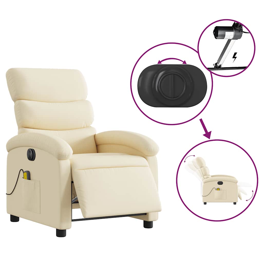Electric Massage Chair Cream Fabric