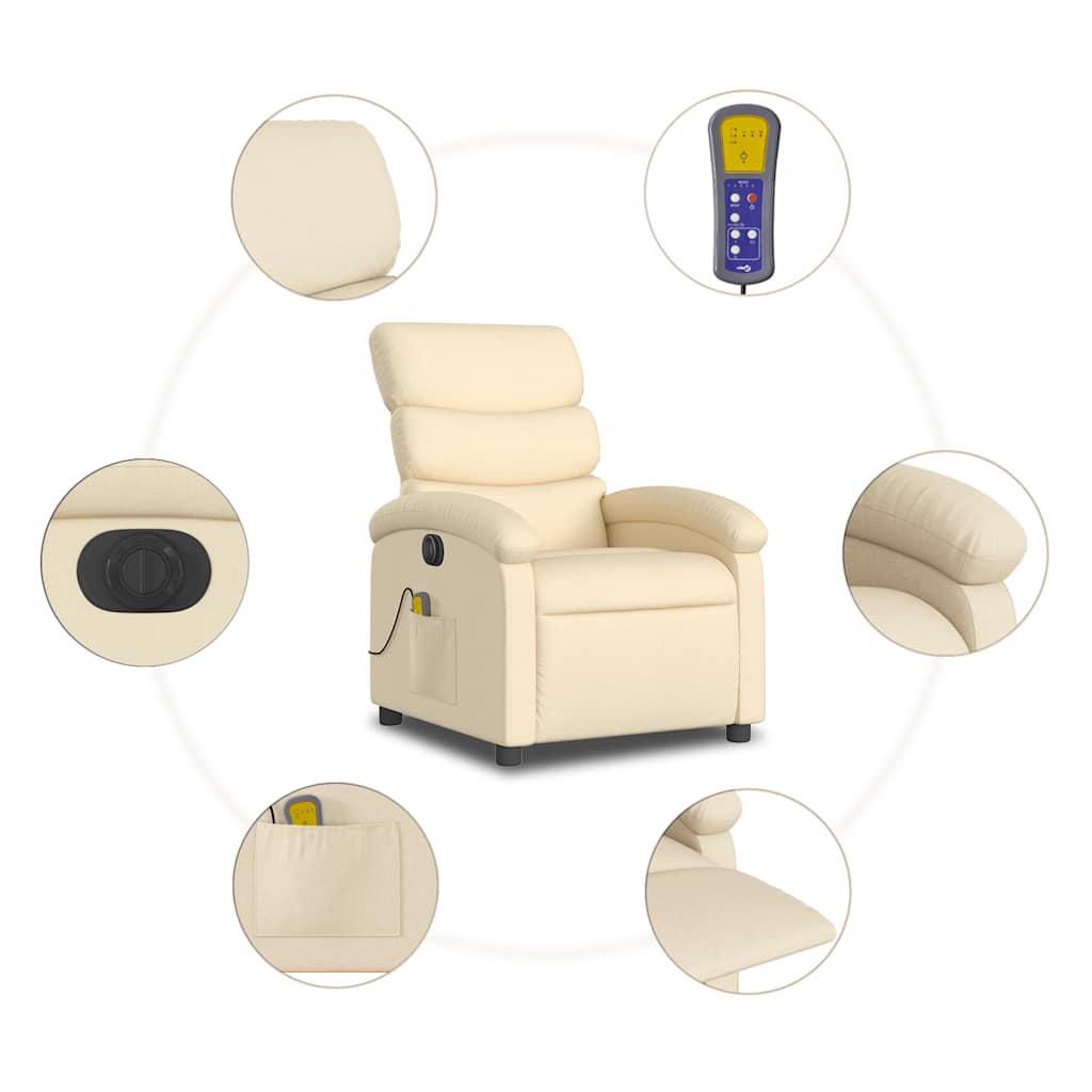 Electric Massage Chair Cream Fabric