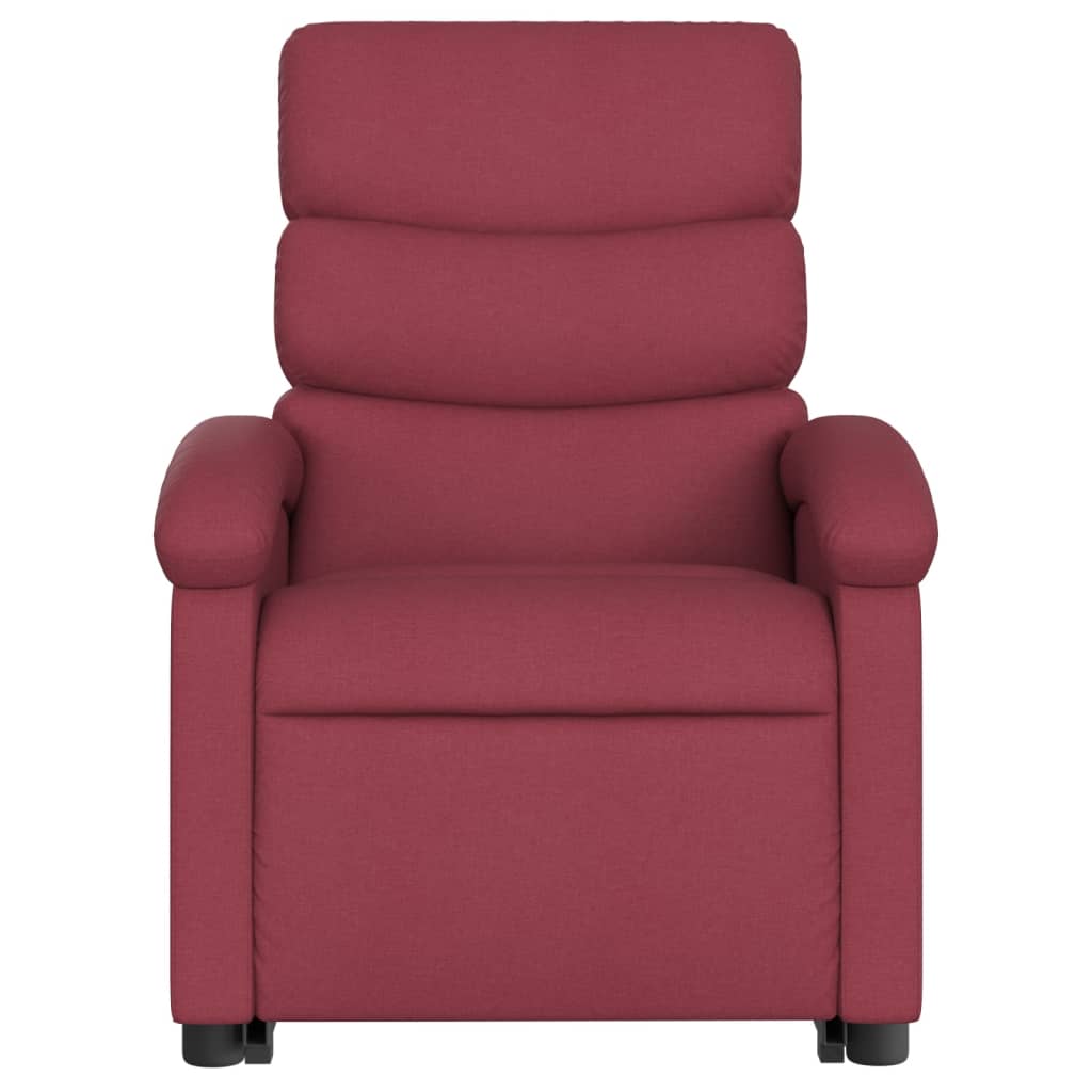Relaxing chair with stand-up aid wine red fabric