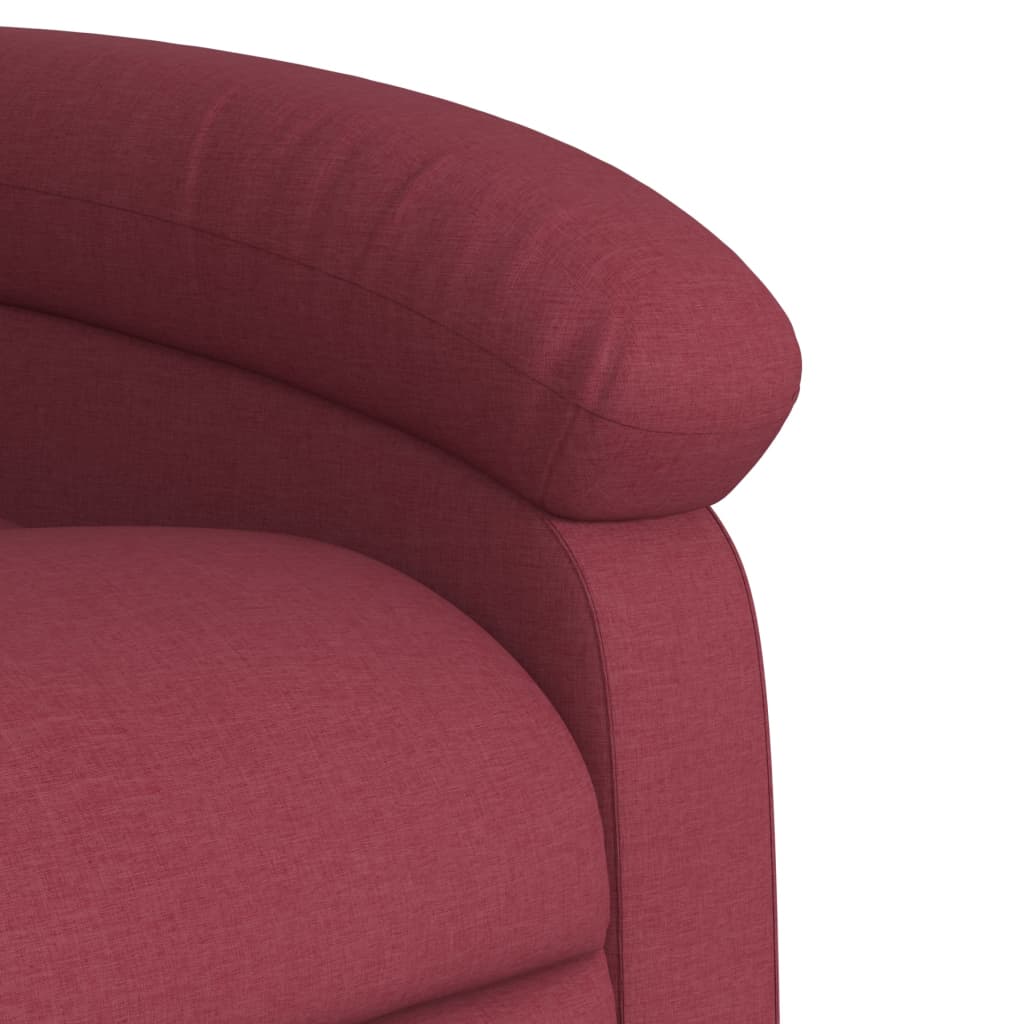Relaxing chair with stand-up aid wine red fabric