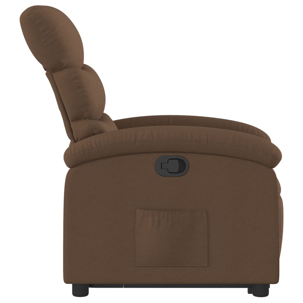 Recliner chair with stand-up aid brown fabric