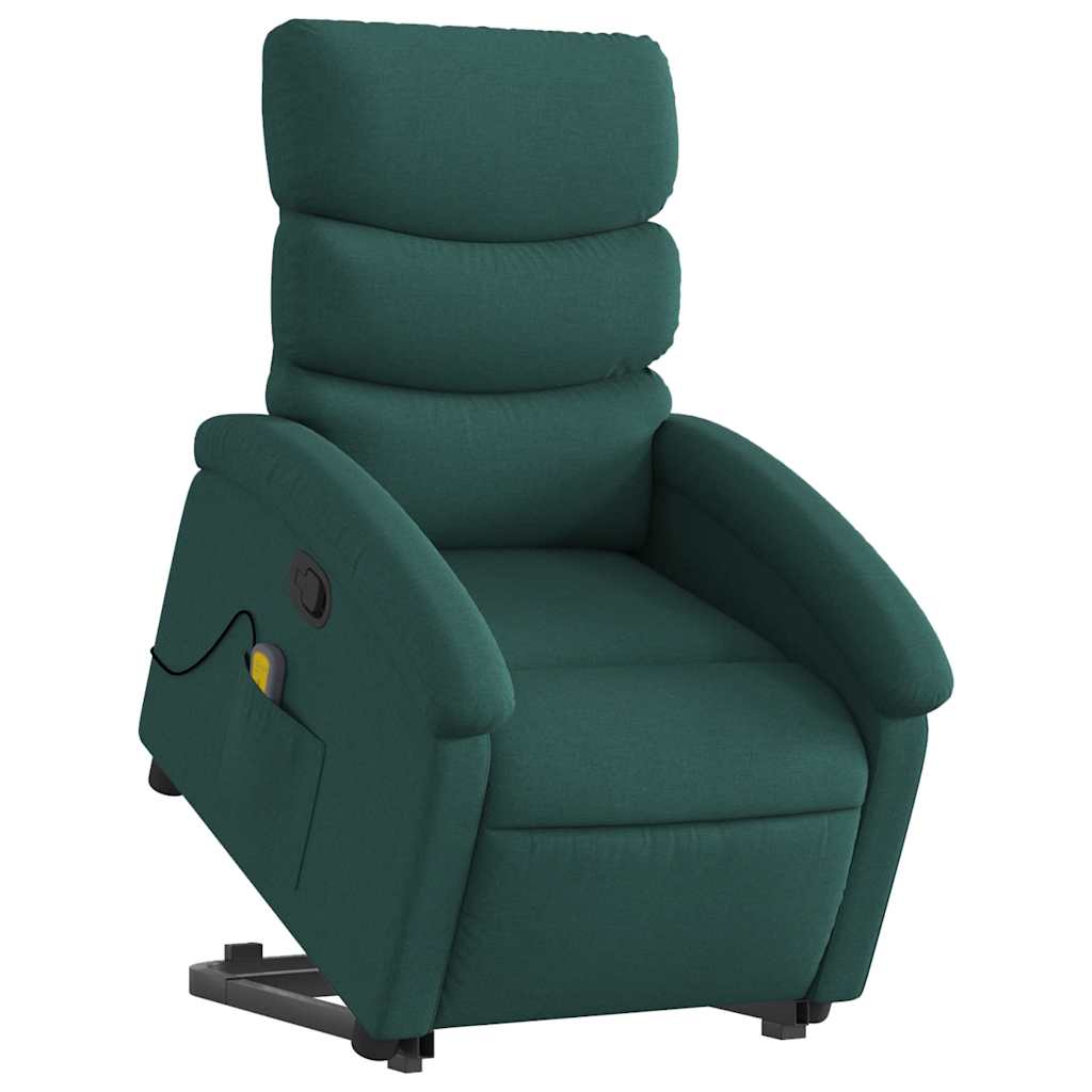 Massage chair with stand-up aid dark green fabric