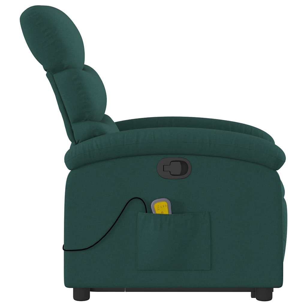 Massage chair with stand-up aid dark green fabric