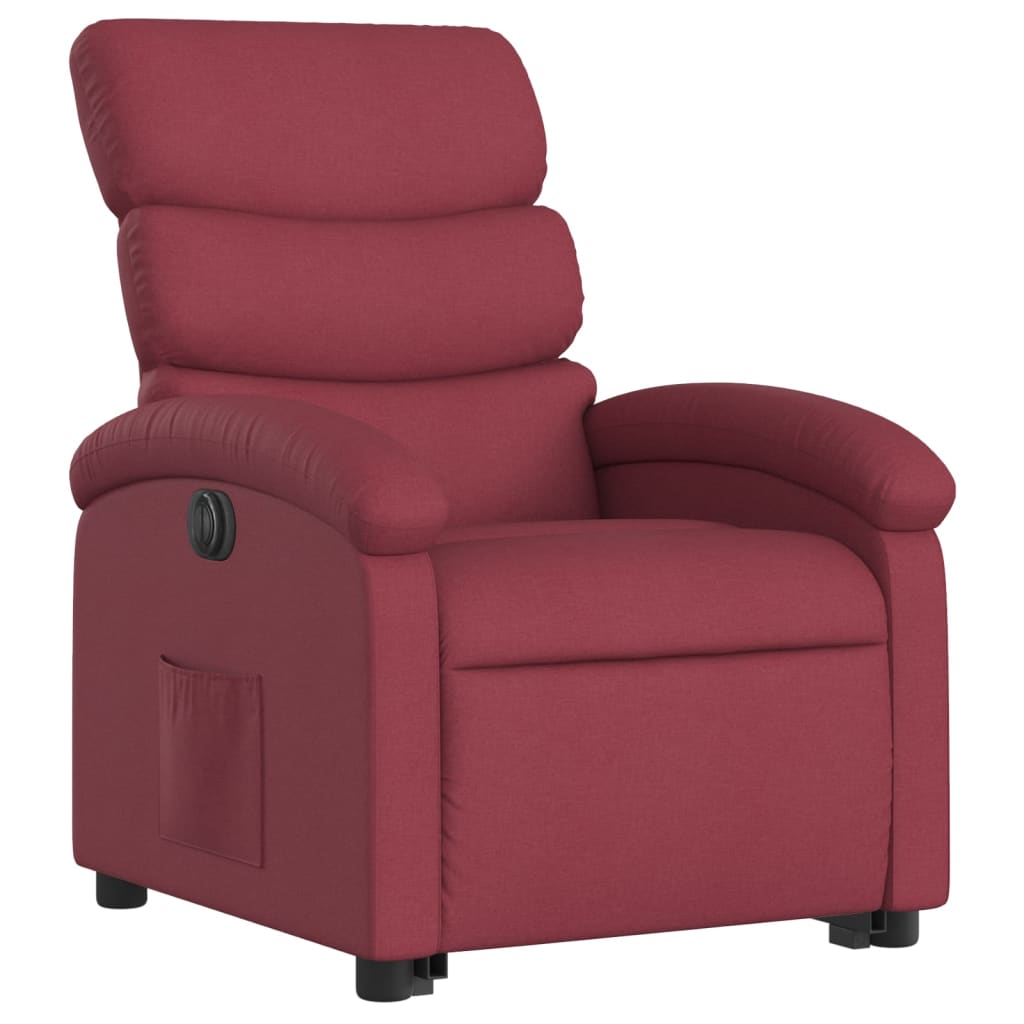 Relaxing chair with electric riser wine red fabric