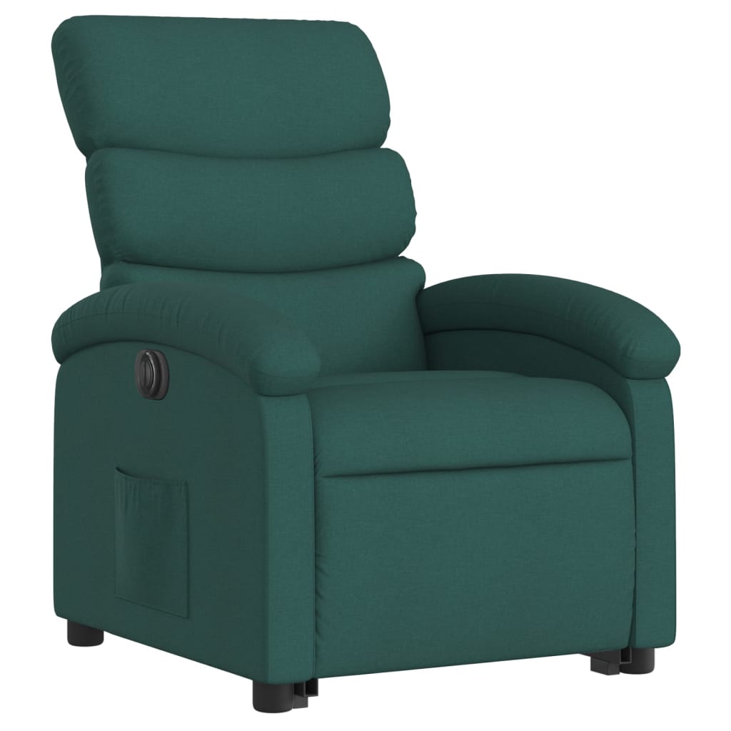 Electric massage chair with stand-up aid dark green fabric