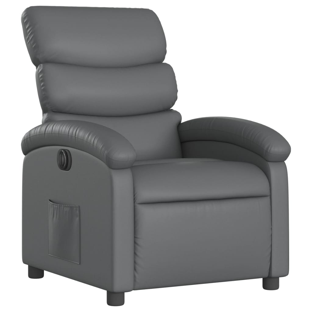 Electric recliner chair grey imitation leather