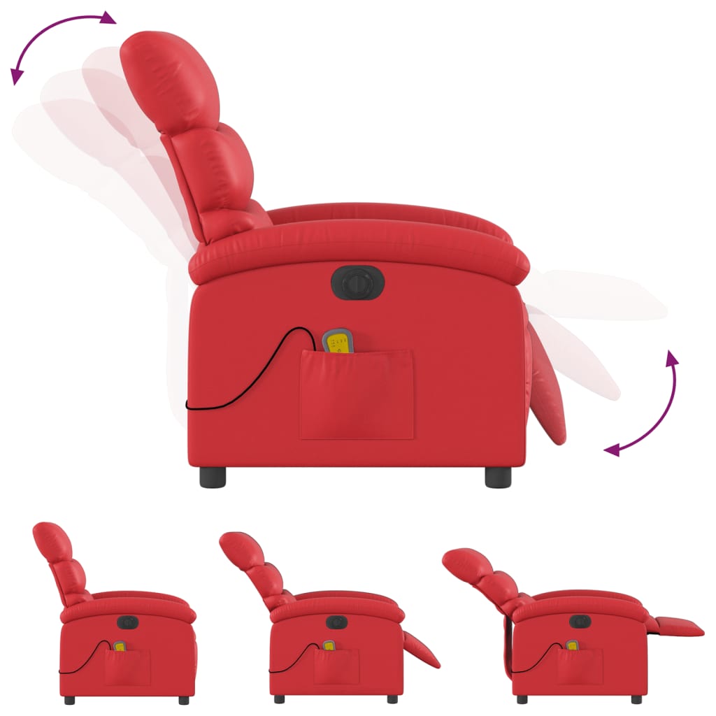 Fauteuil de massage électrique en similicuir rouge