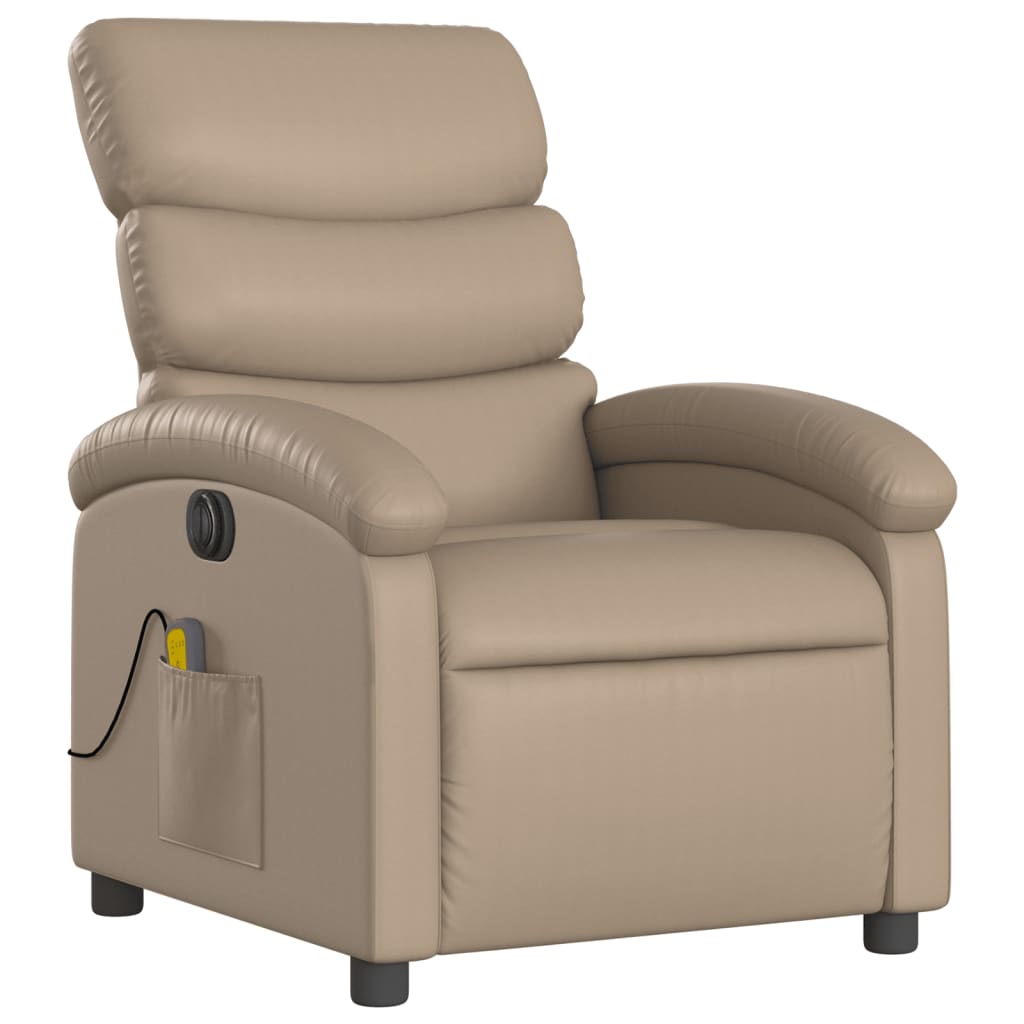 Electric massage chair cappuccino brown imitation leather