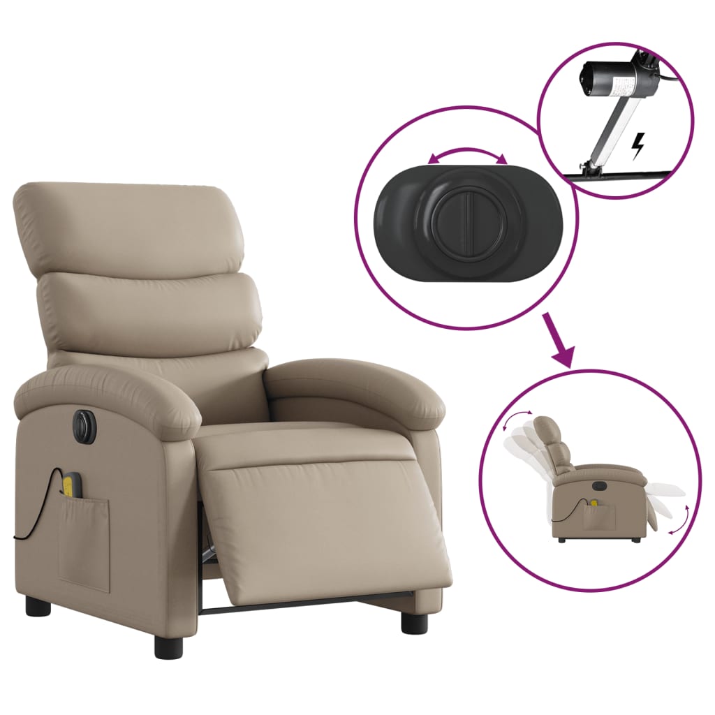 Electric massage chair cappuccino brown imitation leather