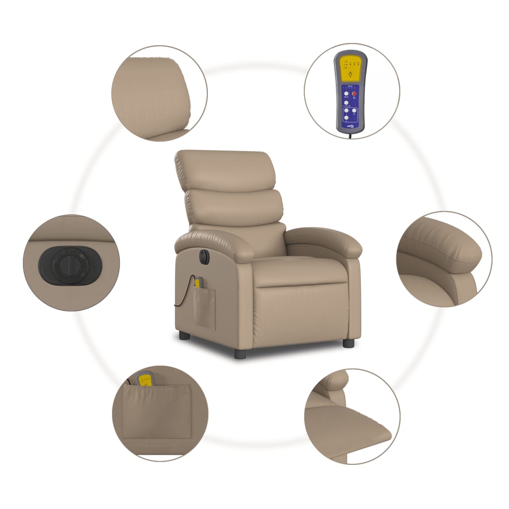 Electric massage chair cappuccino brown imitation leather