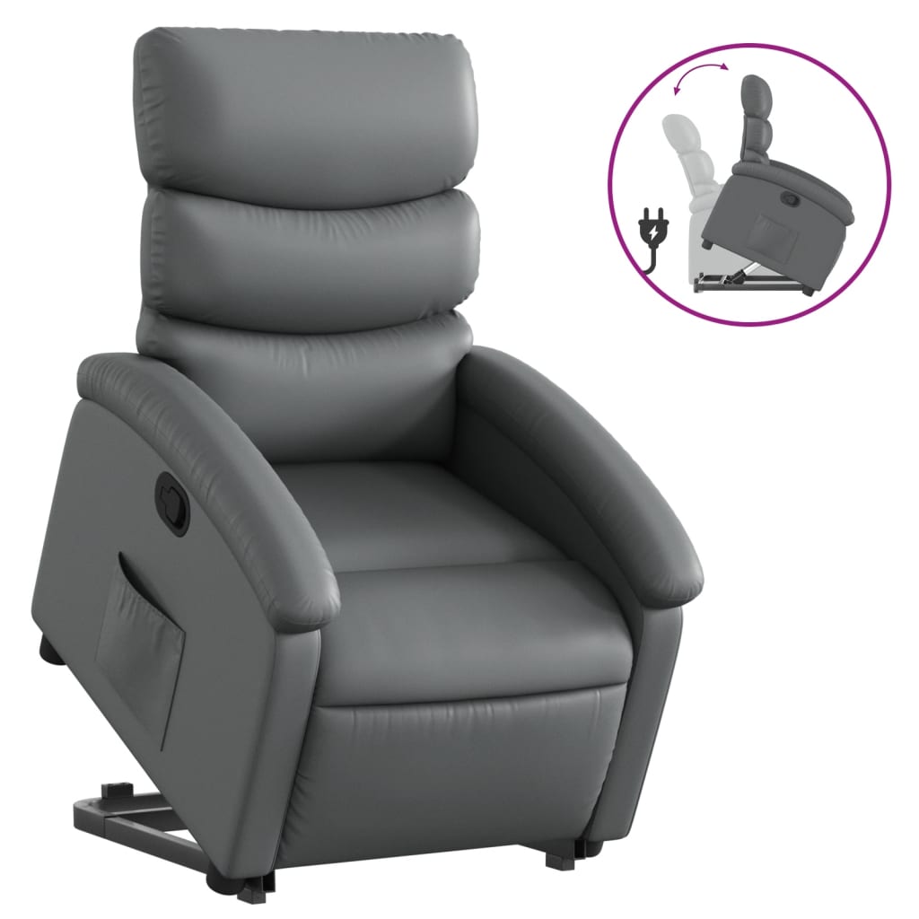 Fauteuil inclinable avec aide à la verticalisation, similicuir gris
