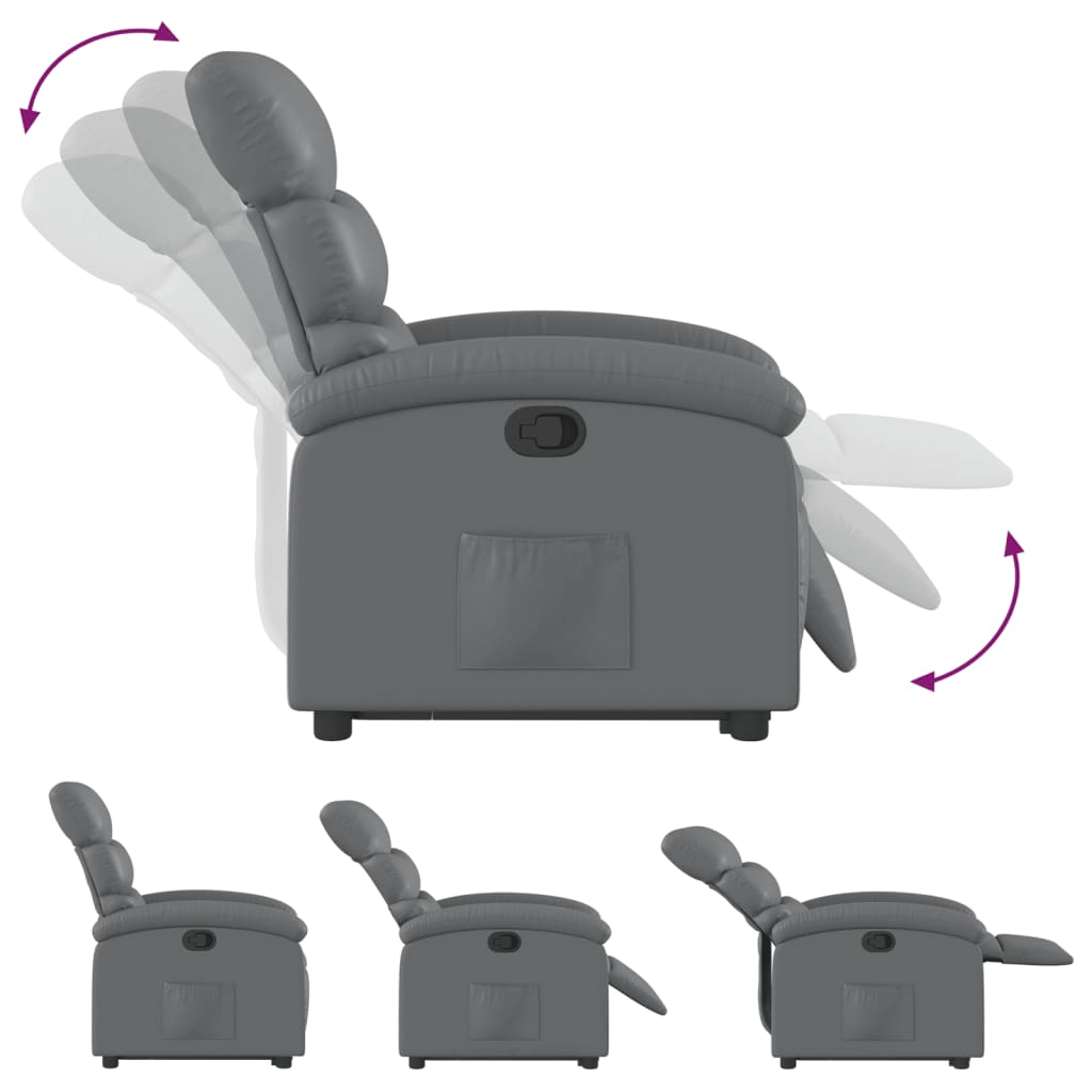Fauteuil inclinable avec aide à la verticalisation, similicuir gris