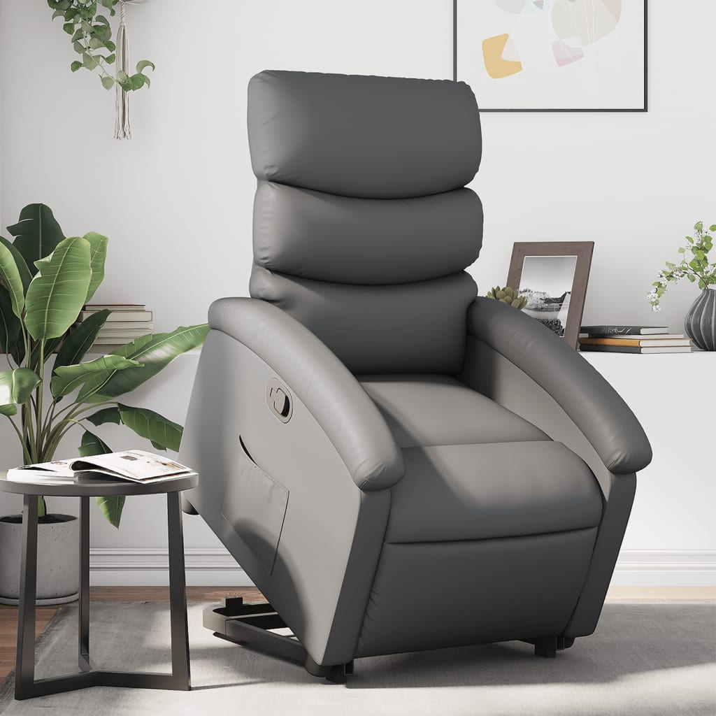 Fauteuil inclinable avec aide à la verticalisation, similicuir gris