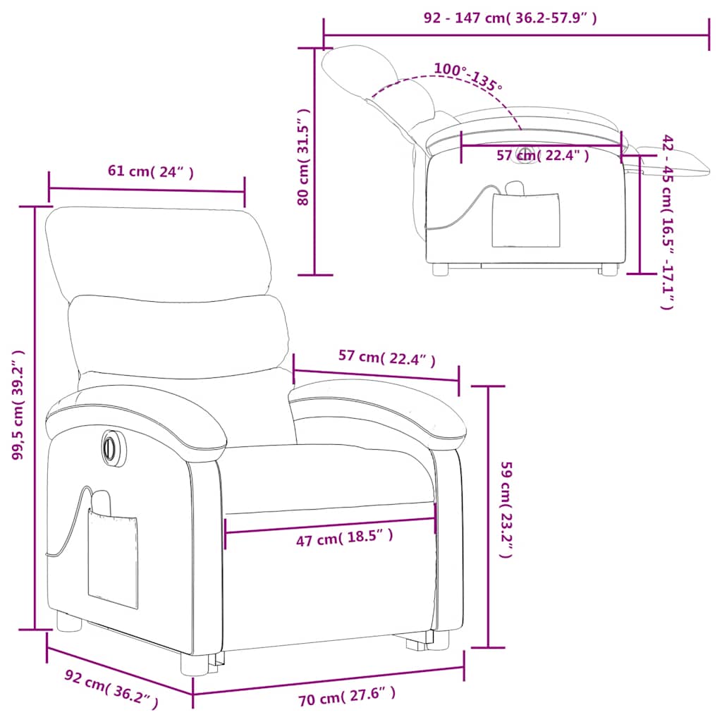 Massagesessel mit Aufstehhilfe Elektrisch Weinrot Kunstleder