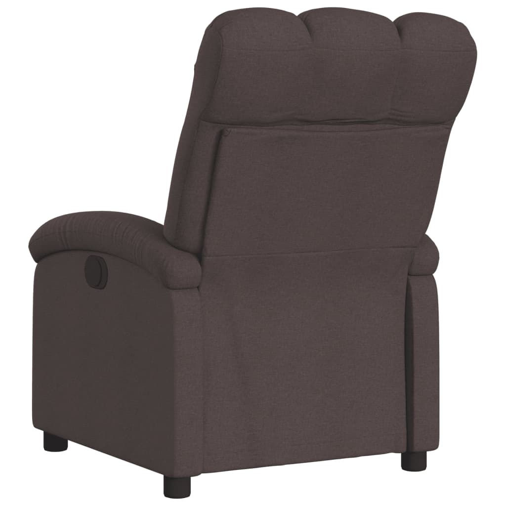 Electric recliner chair in dark brown fabric