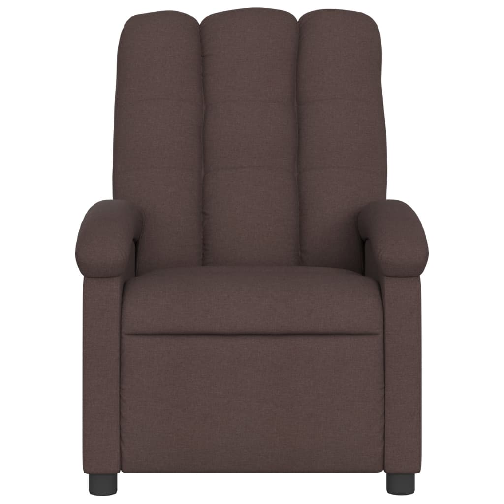 Electric recliner chair in dark brown fabric