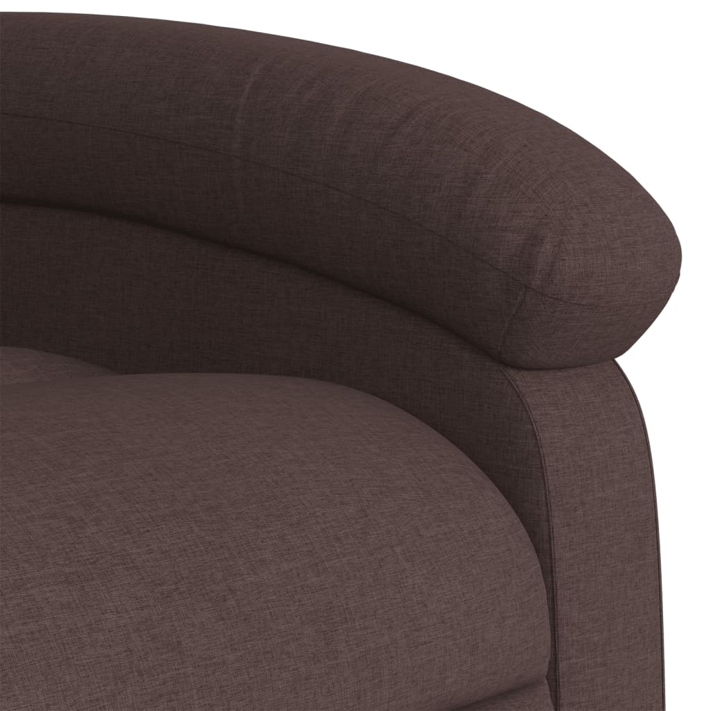 Electric recliner chair in dark brown fabric