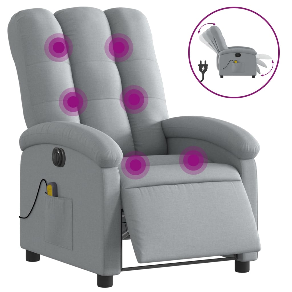Fauteuil de massage électrique en tissu gris clair