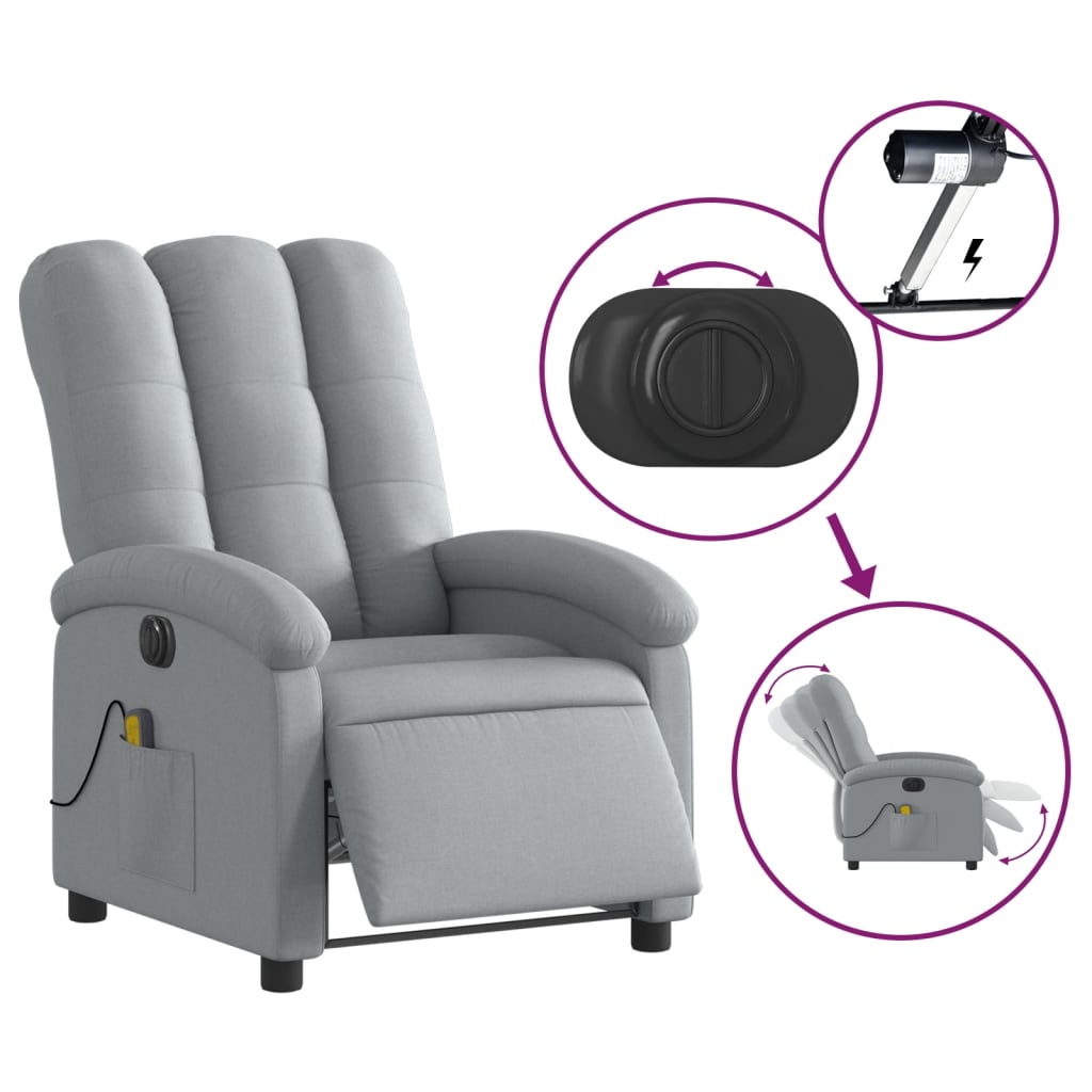 Fauteuil de massage électrique en tissu gris clair