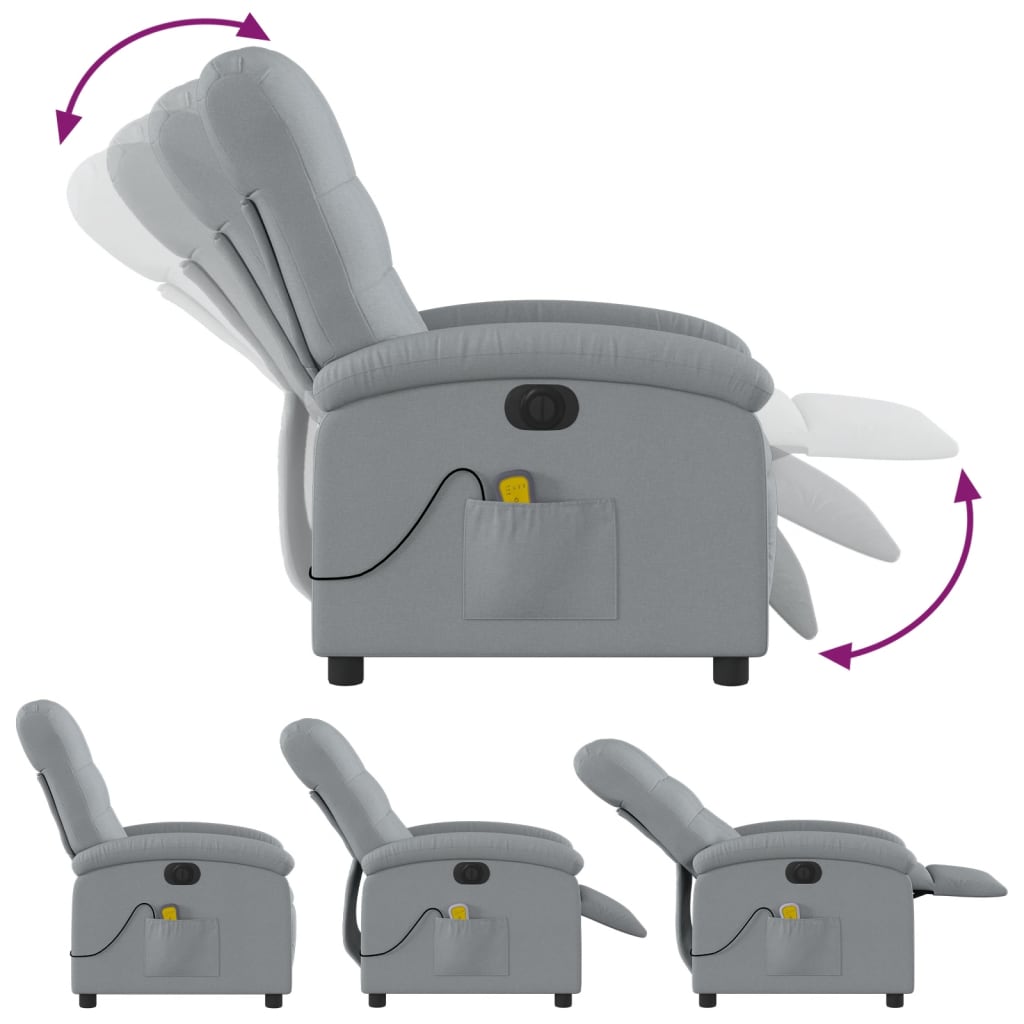 Fauteuil de massage électrique en tissu gris clair