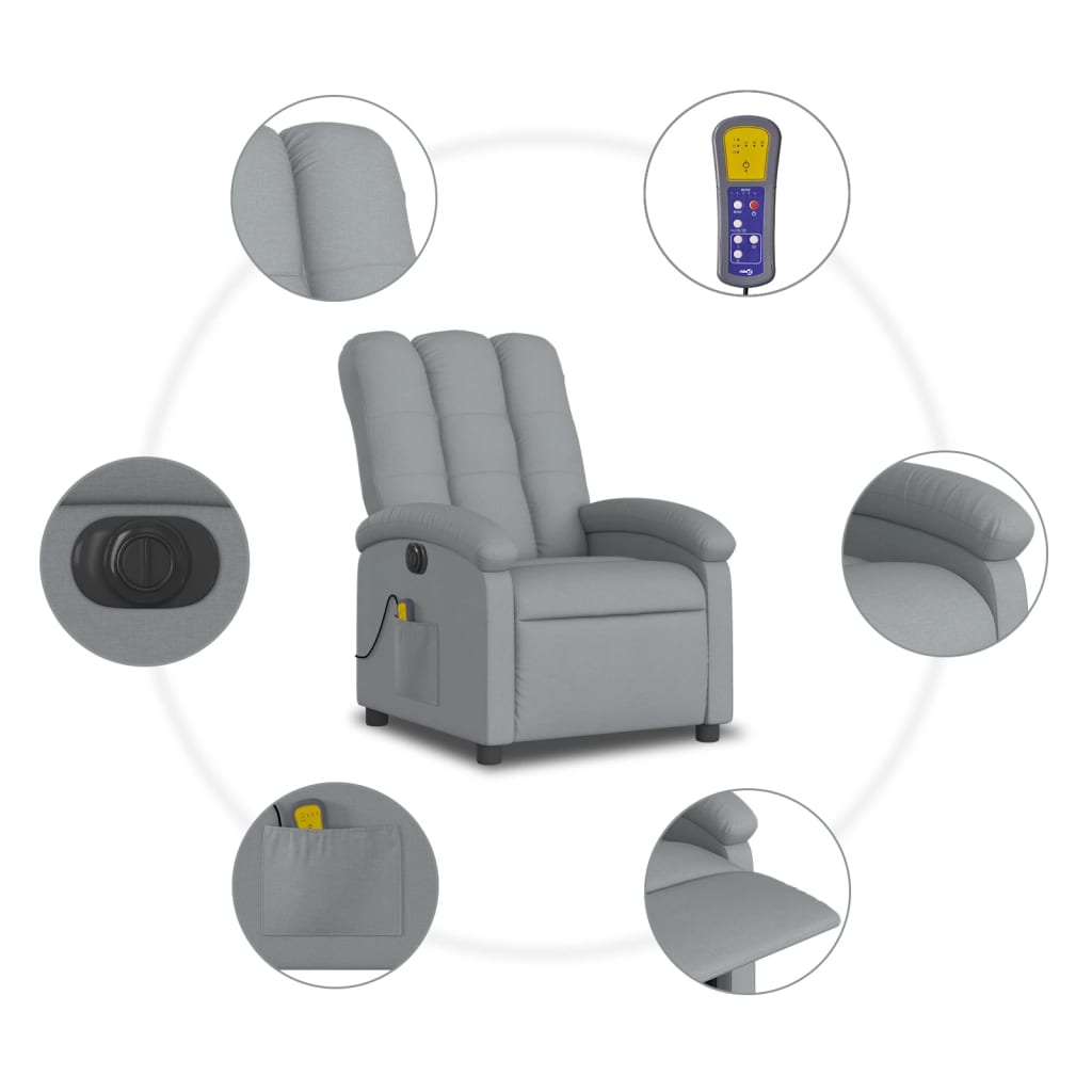Fauteuil de massage électrique en tissu gris clair