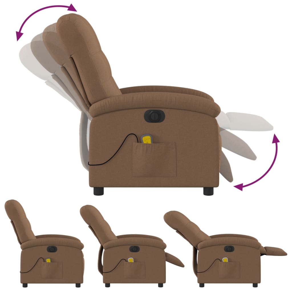 Fauteuil de massage électrique en tissu marron