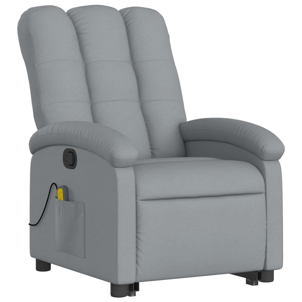 Massage chair with stand-up aid light grey fabric