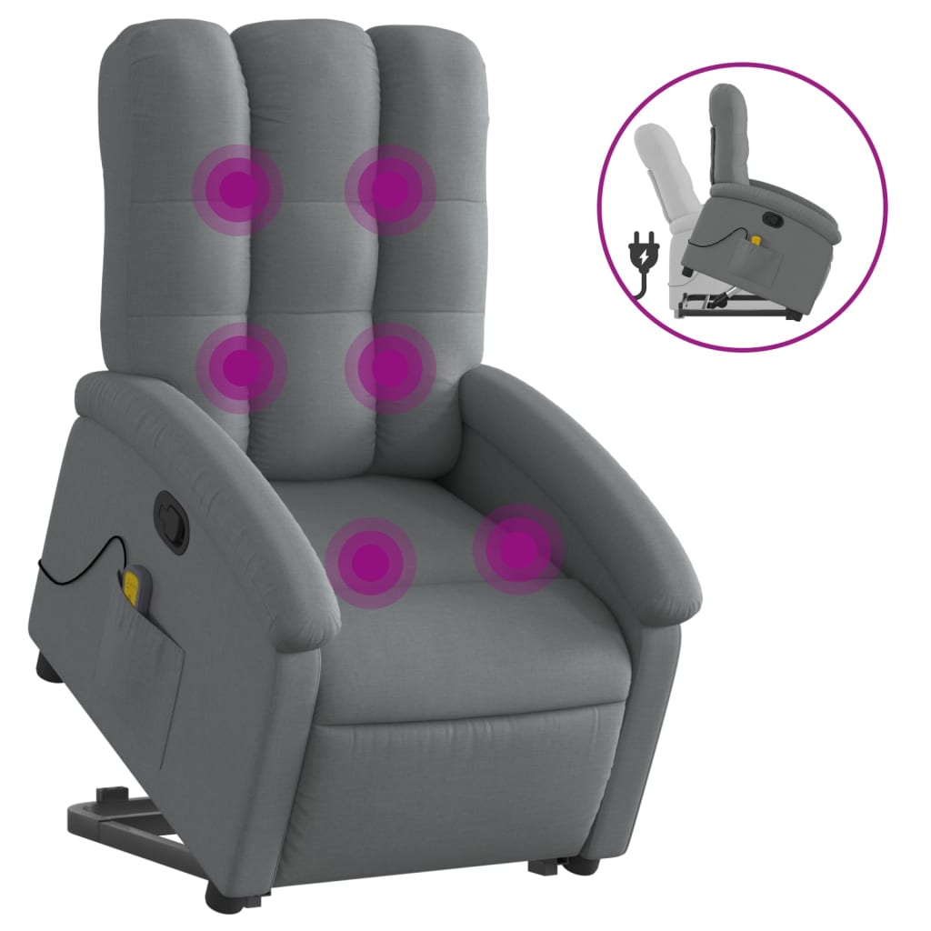 Fauteuil de massage avec aide au verticalisation en tissu gris foncé