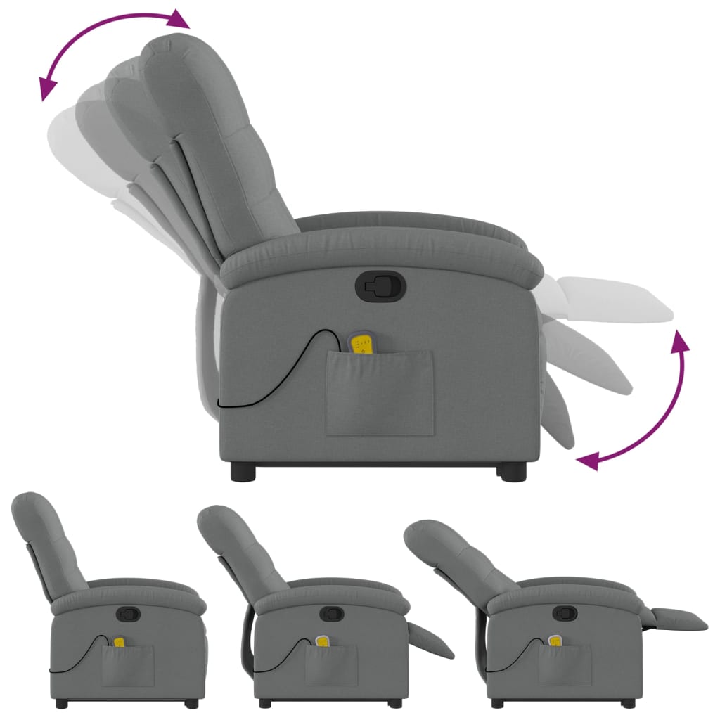 Fauteuil de massage avec aide au verticalisation en tissu gris foncé
