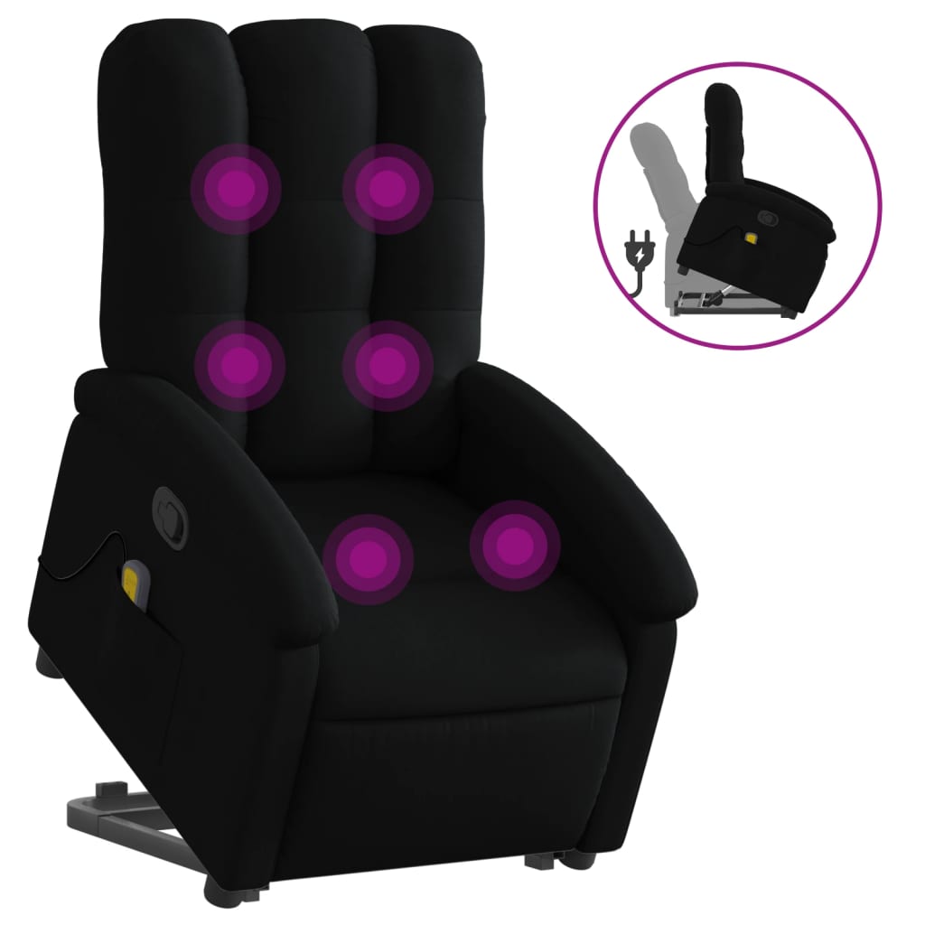 Fauteuil de massage avec aide au verticalisation en tissu noir