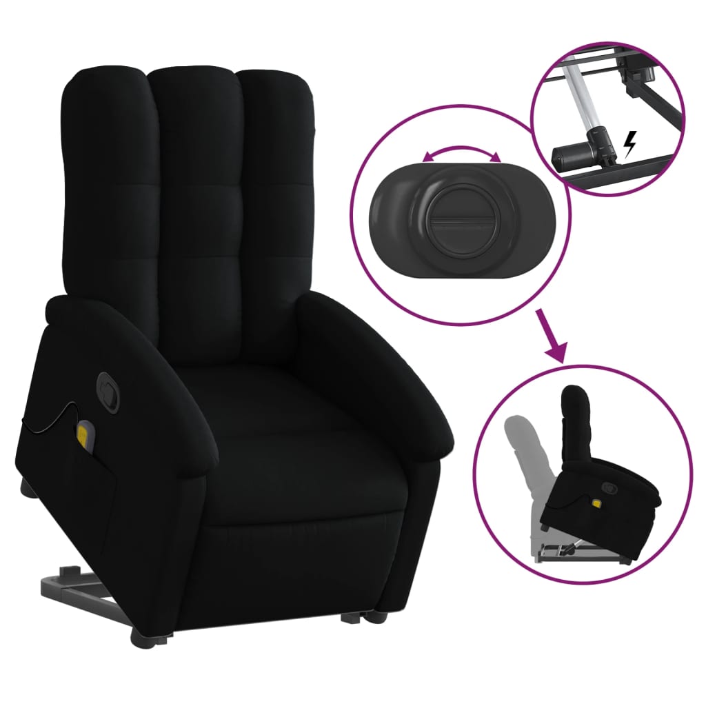 Fauteuil de massage avec aide au verticalisation en tissu noir