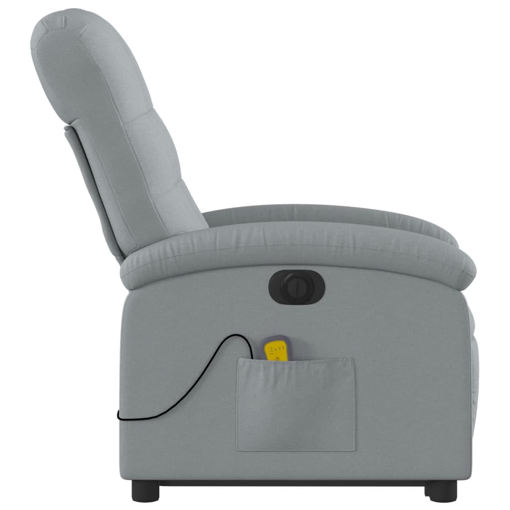 Electric massage chair with stand-up aid light grey fabric