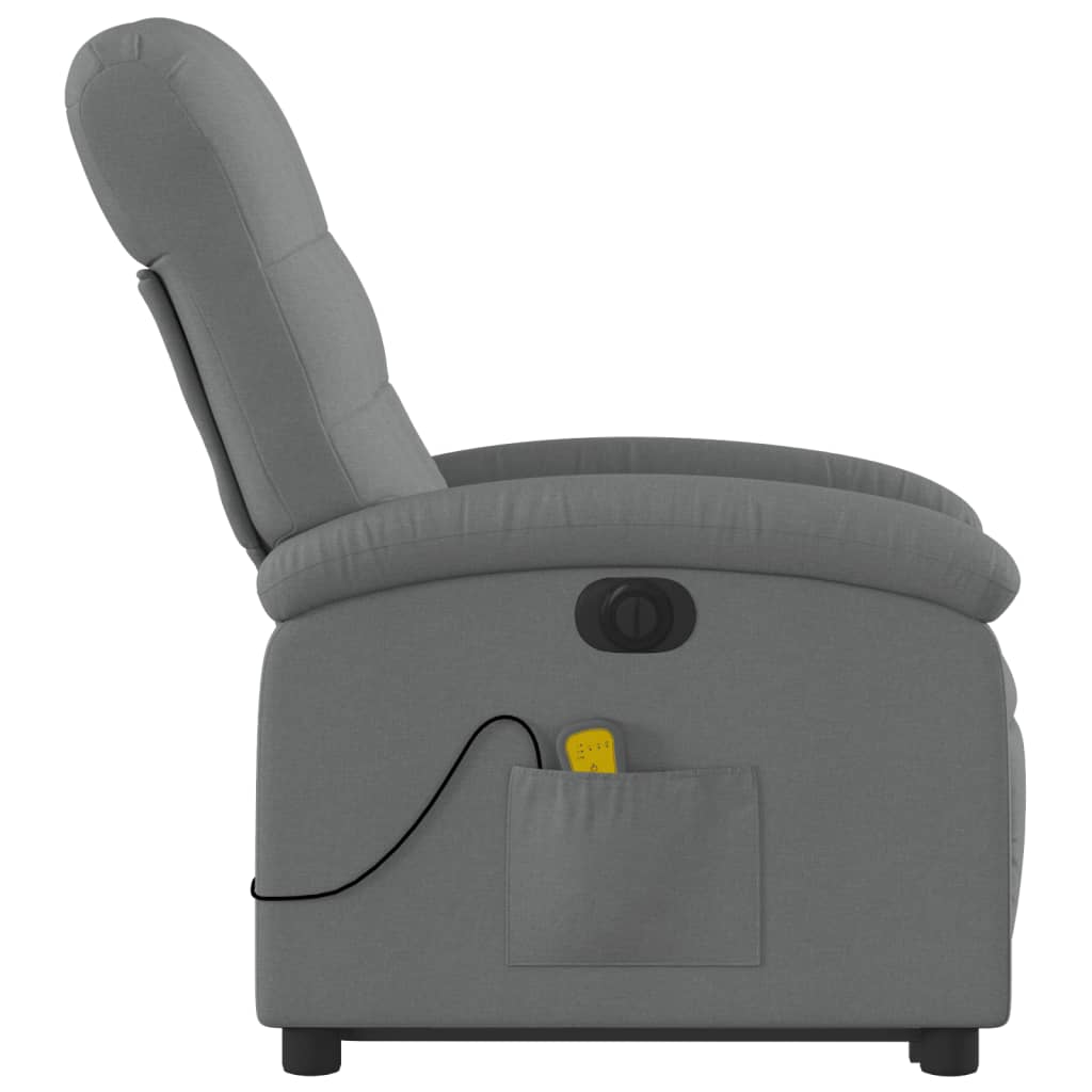 Fauteuil de massage électrique avec aide au verticalisation en tissu gris foncé