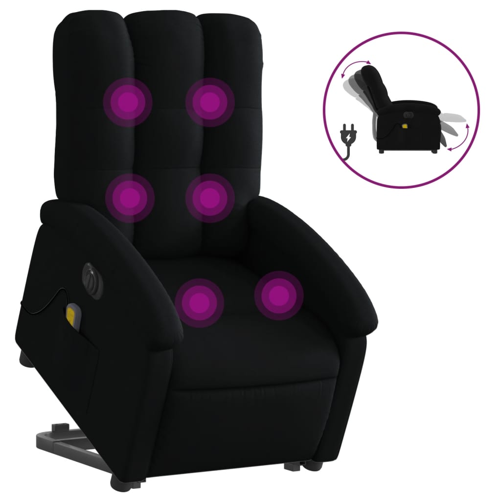 Electric massage chair with stand-up aid, black fabric