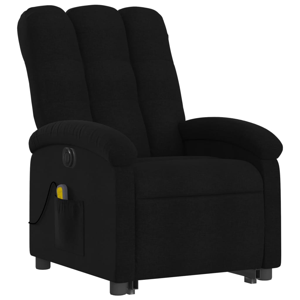 Electric massage chair with stand-up aid, black fabric