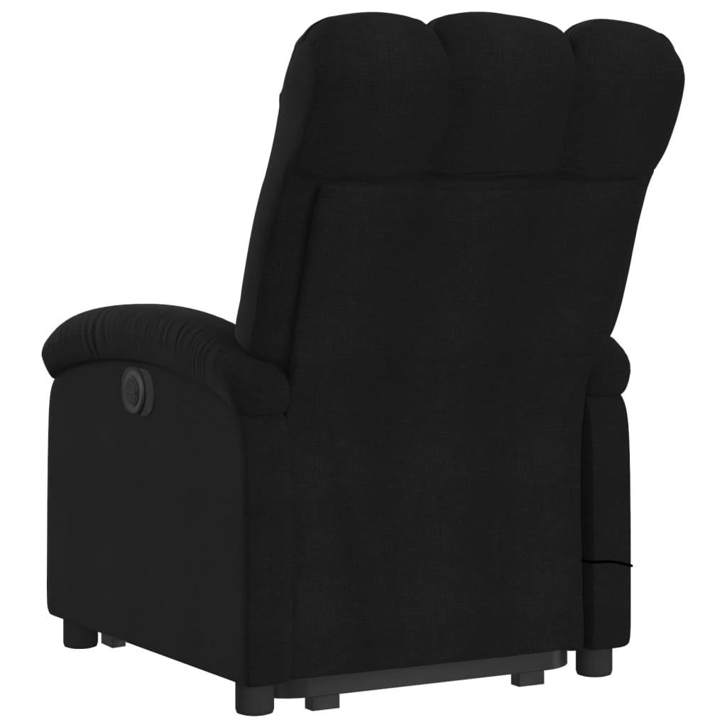 Electric massage chair with stand-up aid, black fabric
