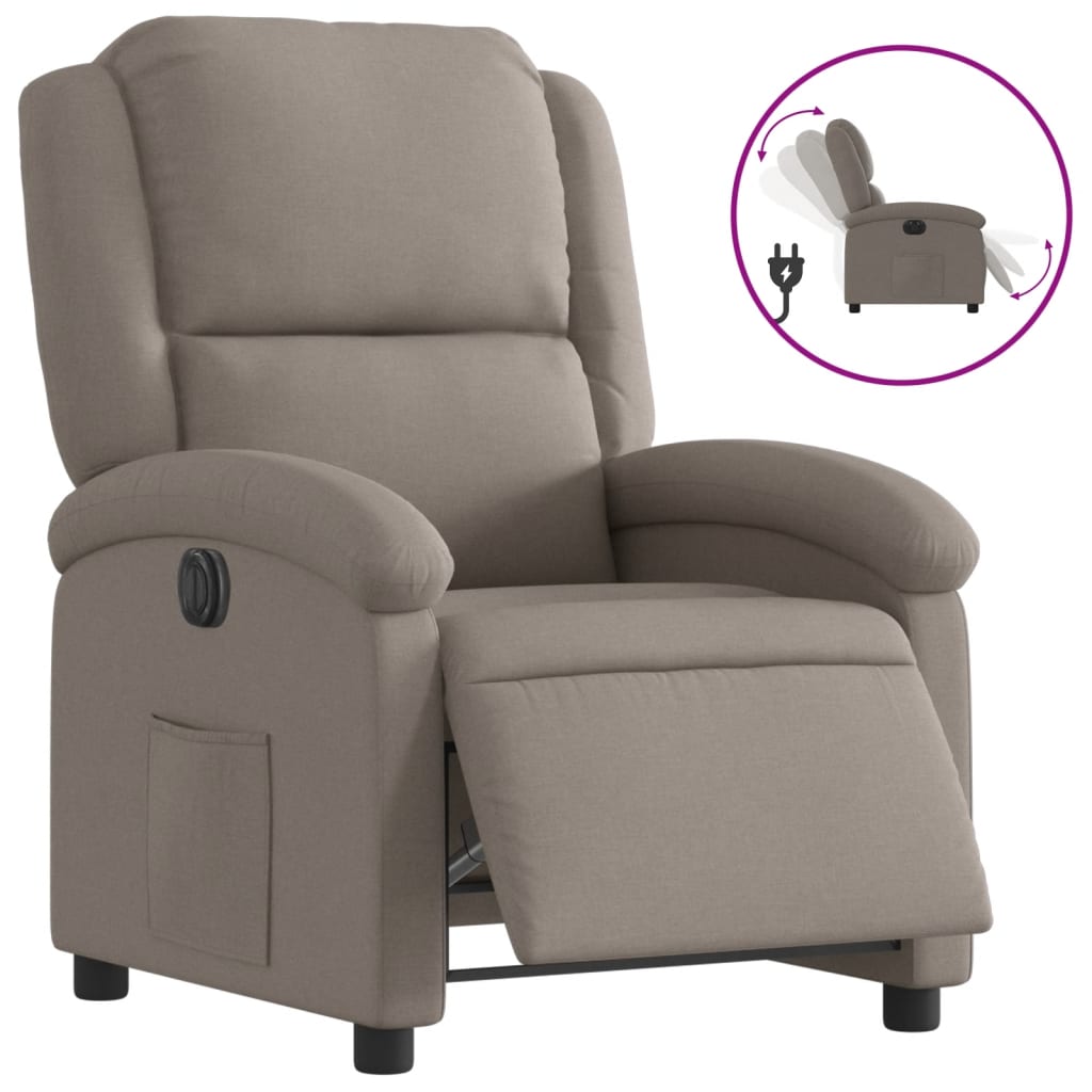 Fauteuil inclinable électrique en tissu taupe