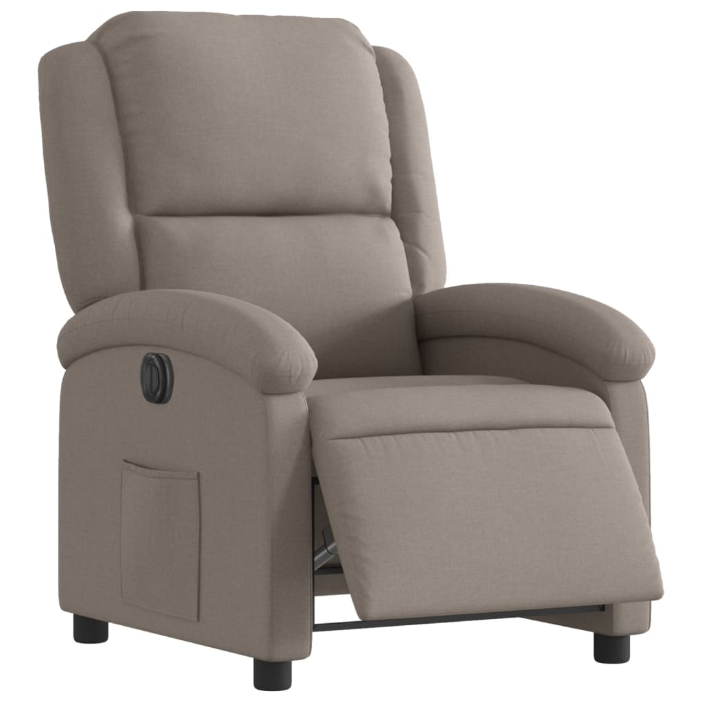 Fauteuil inclinable électrique en tissu taupe