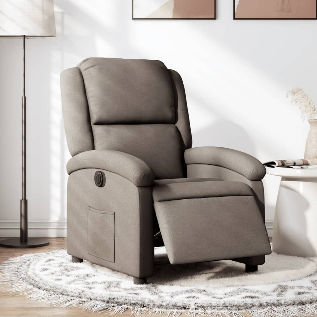 Fauteuil inclinable électrique en tissu taupe