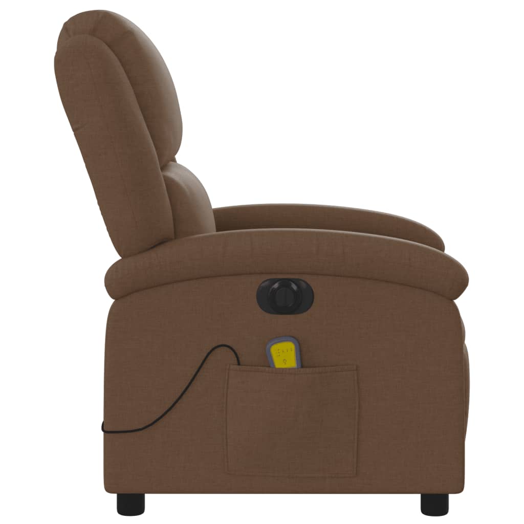 Fauteuil de massage électrique en tissu marron