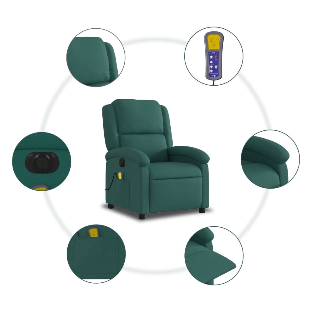 Electric Massage Chair Dark Green Fabric