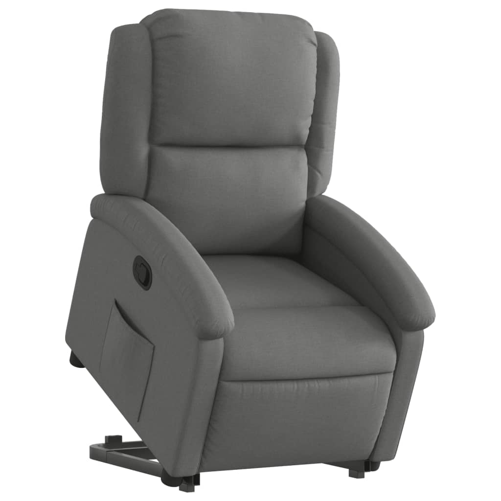 Relaxing chair with stand-up aid dark grey fabric