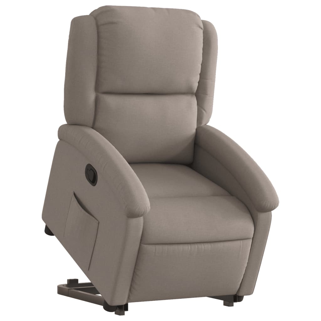 Relaxing chair with stand-up aid taupe fabric